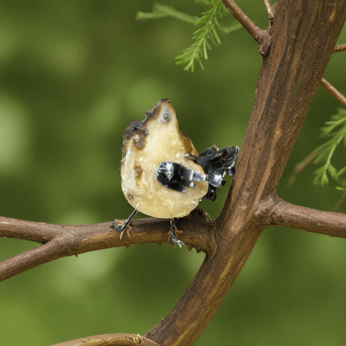 Брошь янтарная "Птица" - Ранняя пташка