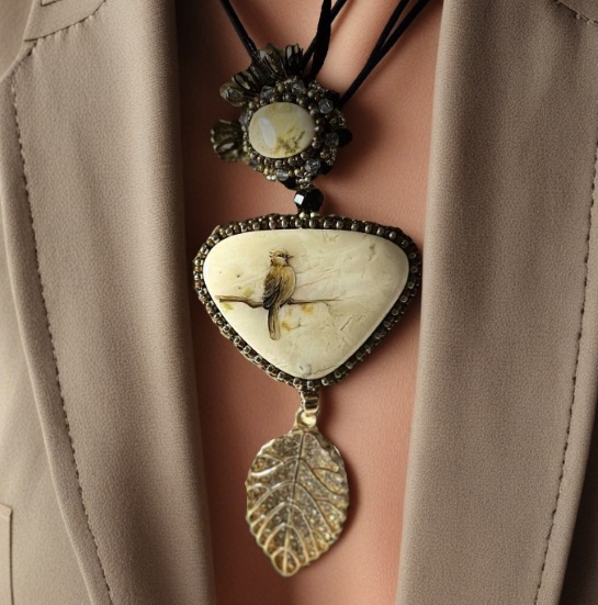 Кулон из янтаря "Осень"