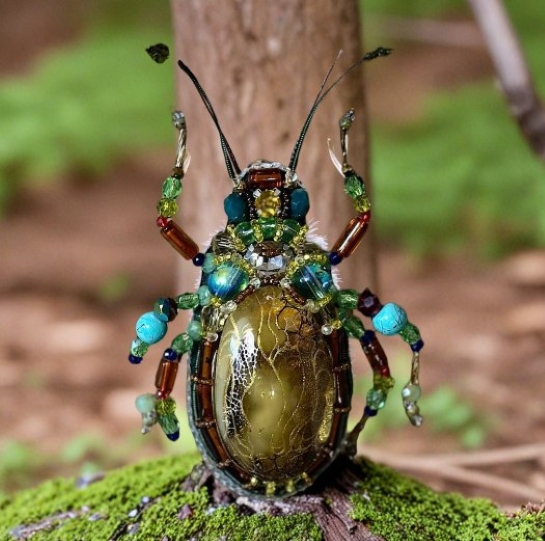 Брошь янтарный "Жук" - Гармония янтаря