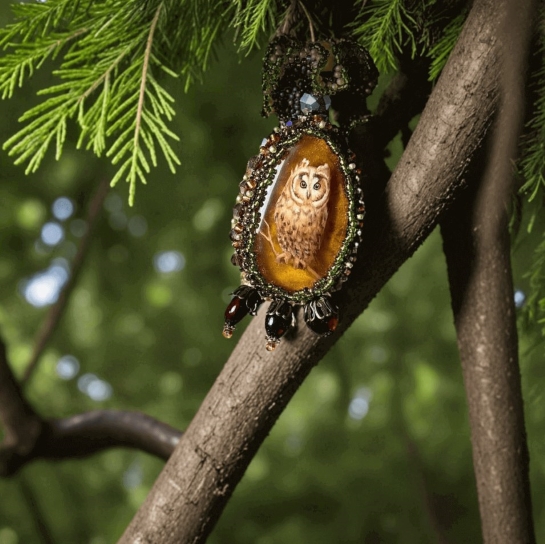 Кулон из янтаря "Сова" - Солнечное гнездо