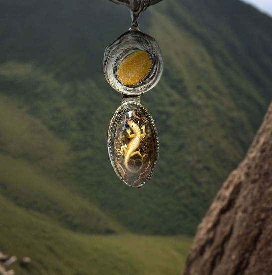 Кулон из янтаря "Хозяйка медной горы"