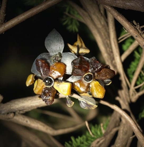 Кулон из янтаря "Цветы граната"