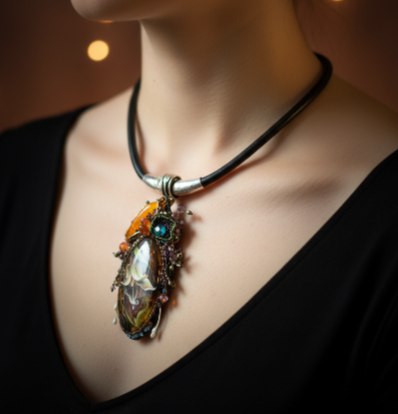 Кулон из янтаря "Лилия"