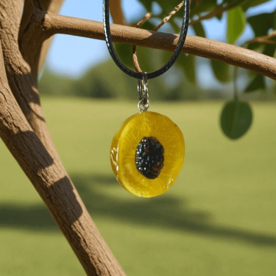 Кулон из янтаря "Персик"