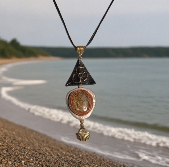 Кулон из янтаря "Рыба" - Морская фантазия