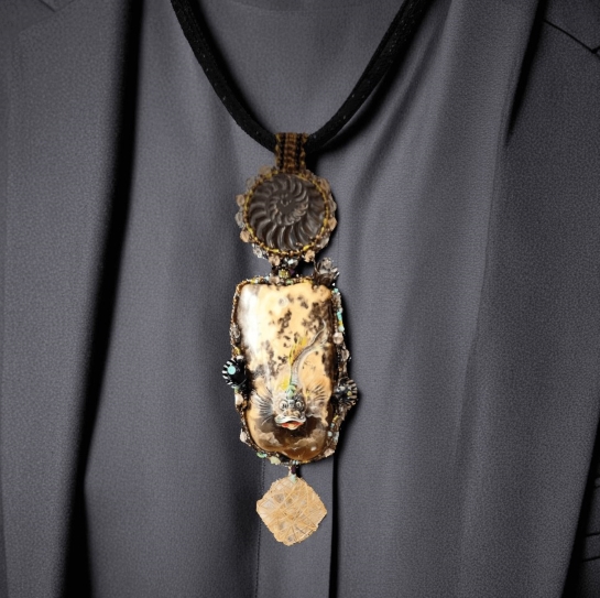 Кулон из янтаря "Рыба" - Невесомая волна