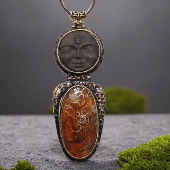 Кулон из янтаря "Счастья" - Звездное сердце