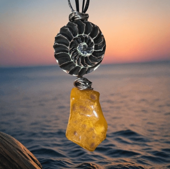 Кулон из янтаря "Янтарный закат"