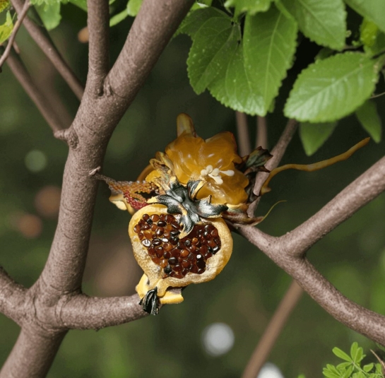 Брошь из янтаря "Гранат"