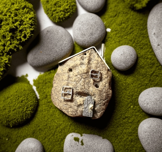 Брошь из янтаря "Домик счастья" - Янтарный уют