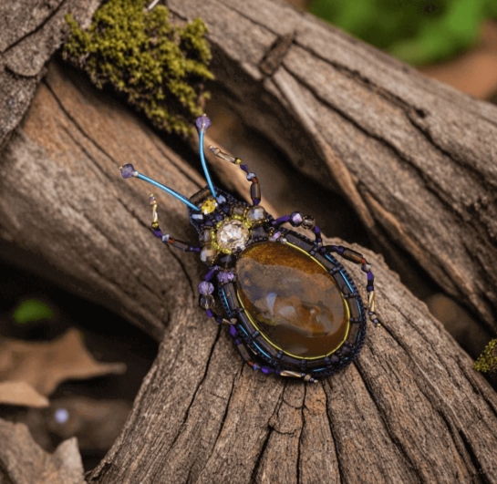 Брошь из янтаря "Жук" - Жук-волшебник