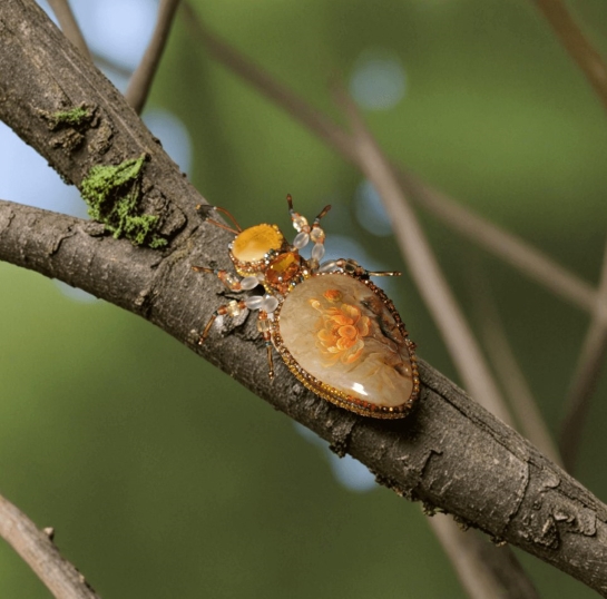 Брошь из янтаря "Жук" - Лесной воин
