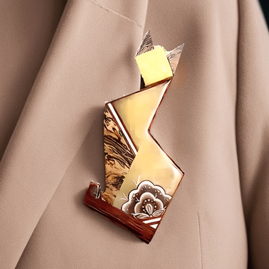 Брошь из янтаря "Кот"