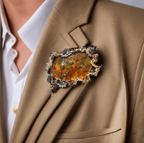 Брошь из янтаря "Летний закат"