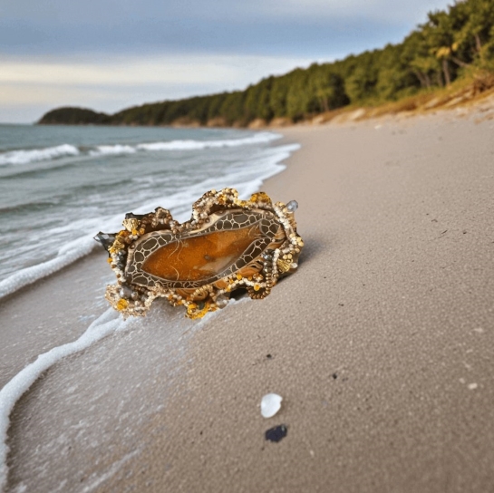 Брошь из янтаря "Морские сокровища" - Мгновение красоты