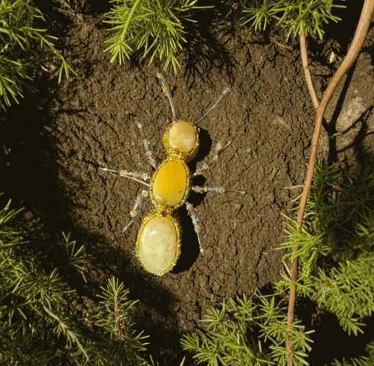 Брошь из янтаря "Муравей" - Тепло солнечных лучей