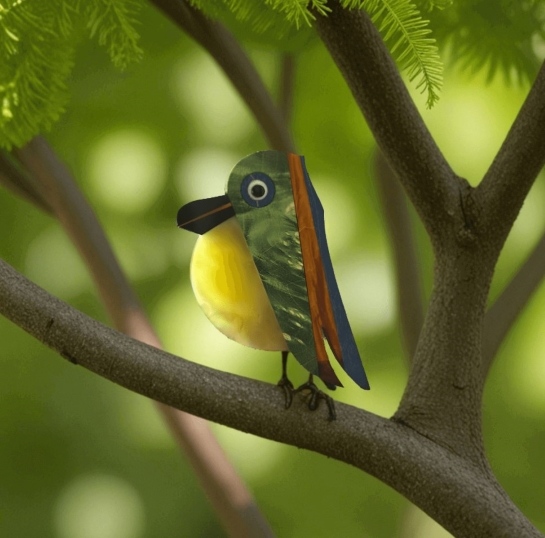 Брошь из янтаря "Попугай"