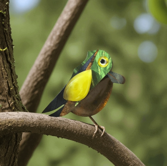 Брошь из янтаря "Попугай" - Янтарное крыло