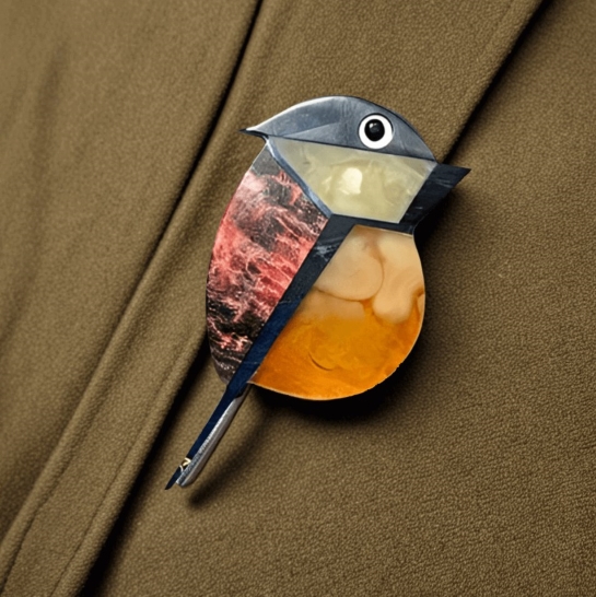 Брошь из янтаря "Птичка" - Песня природы