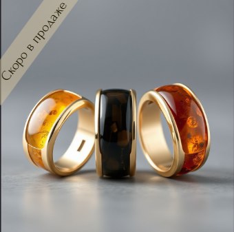 Кольцо янтарное "Золотой круг"