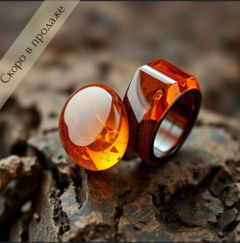 Кольцо янтарное "Летний бриз"
