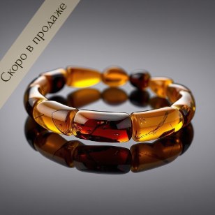 Янтарный плоский браслет из янтаря "Золотая волна"