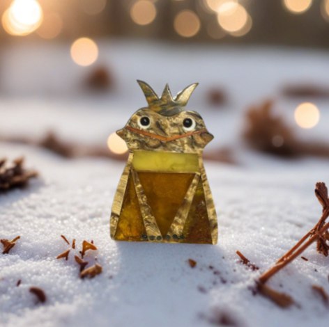 Брошь из янтаря «Лягушка» - Золотой узор